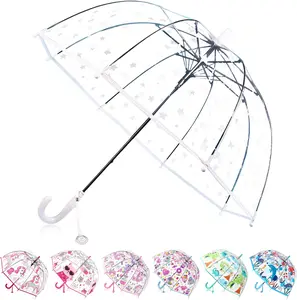 Kids Clear Bubble Umbrella for Girls & Boys, 39in Transparent Dome Umbrellas with Auto Open, Easy-Grip Handle,-Closure, Rounded Tips, 0.6LB Lightweight Rain Umbrella for Ages 3–10