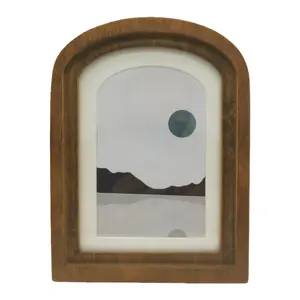 1pc 5x7 Rustic Arch Picture Frame, Wooden Framed - Arched Rurality Style Wall Hanging Decor with Farmhouse Accents, Tabletop Art Display for Classic Portraits, Perfect Gifts for Christmas, Antique Vintage Decor, Brown Finish