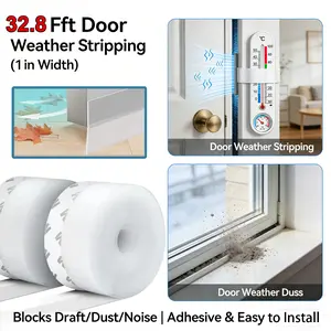 32.8Ft Door Weather Stripping | Silicone Door Draft Stopper for Bottom of Door | Adhesive Seal Strip for Insulation, Noise Reduction & Pest Control