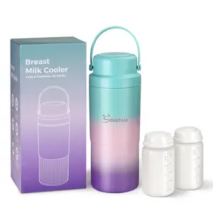 Snugtale Breast Milk Cooler Bottle Portable 22oz Thermal Insulated Cooling for 24+ Hours With 2 * 300ML BPA-Free Bottles for Travel & Outdoors Breastmilk Cooler