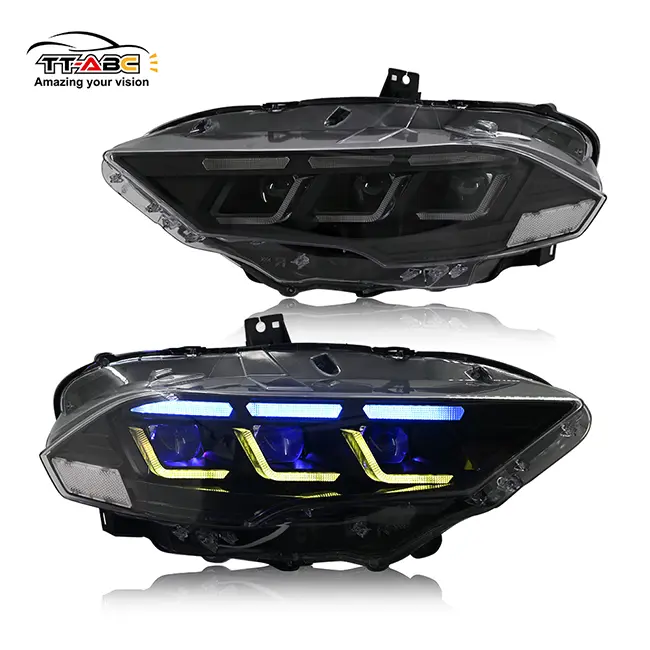 TT-ABC RGB Headlight for 2018-2023 Ford Mustang S650 Projector Front Lamp Assembly LED Headlamps with Enhanced Visibility & RGB Lighting, Led Front Lights, Led Headlamps Bulbs