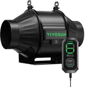 VIVOSUN AeroZesh T4/T6/T8/G4/G6/G8 Inline Duct Fan with E12 Speed Controller, Entirely Programmable PWM-Controlled EC Fan for Grow Tent Ventilation