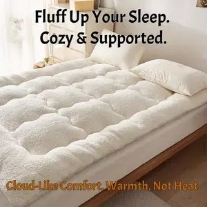 Fluffy Mattress Topper Made of Faux Wool by Sherpa, Designed to Be Thick, Warm, And Gentle on The Skin. This Super Soft Roll-Up Tatami Mat Is Foldable And Portable, Perfect for a Floor Bed Sleeping Pad. Crafted from Teddy Fabric