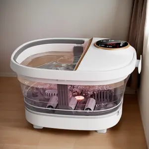 Halloween Gifts Collapsible Foot Spa And Massager with Heater, Temperature Control, Foot Bath Bowl with Bubbles, Six Massage Rollers, Vibration & Red Light Shower Black Set Traditional Basin Container Home Goods