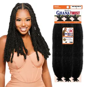 REALISTIC 3X GHANA AFRO TWIST BULK 24in  -Soft & Smooth Texture -Protective Style Crochet Braid