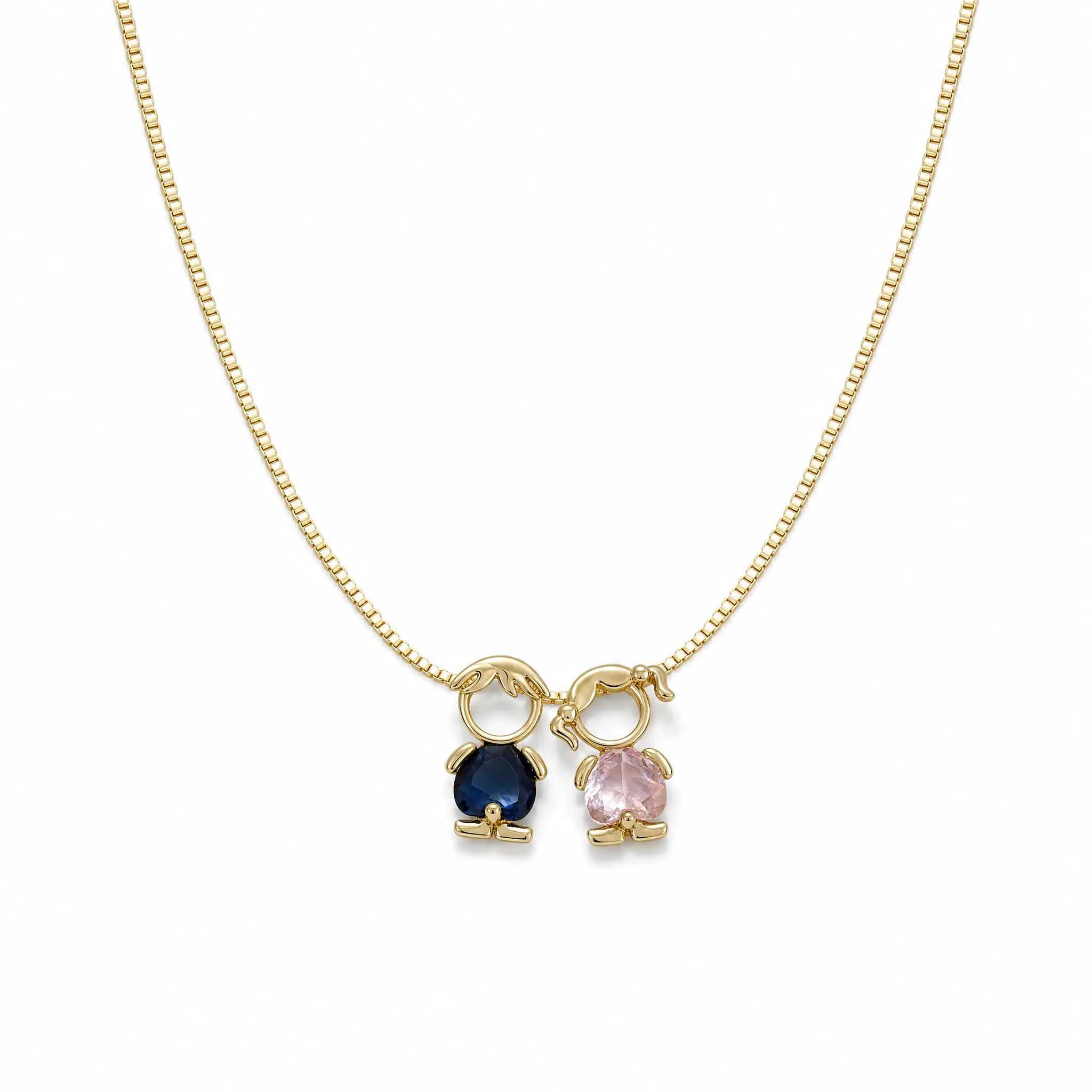 DIY Personalized Gold Charm Necklace – Mix & Match Boy & Girl Cubic Zirconia Pendants, Summervibes 18K Mom & Kids Birthstone Detachable Necklace,A Mother’s Love, Always With You,Gift for Women