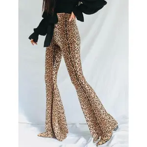 Women's leopard print high waisted flared pants, street style flared pants suitable for party clubs, women's underwear suitable for all seasonsRAIMENTRY