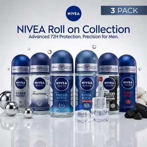 NIVEA Men Scented Roll-On Deodorant 3-Pack Bundle, Body Care Daily Fragrance Aroma Assorted Collection, 50mL Each