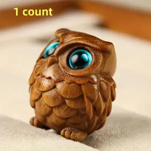 Wooden Owl Design Ornament, 1 Count Cute Cartoon Style Desk Decoration, Desktop Decoration for Home & Office, Gift for Friend, Decorative Figurines, Figurine, Decorative Sculptures