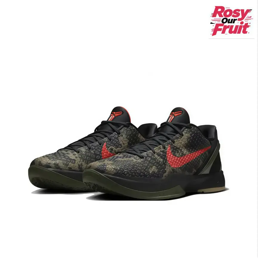 Army Camo Scale Mesh Low Basketball Sneakers Bright Red Contrast Side Logo Gum Green Layered Non Slip Cushioned Sole Unisex Court Outdoor Training Shoes