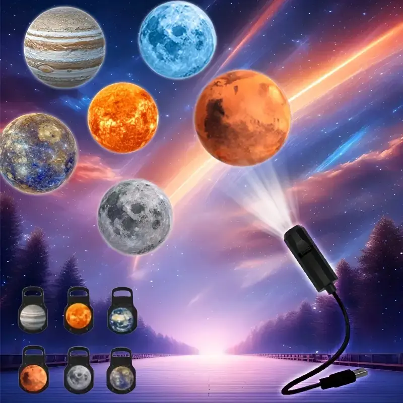 LED Planet Projector Lamp, Aurora Projector Lamp, 360 Degree Rotating Decorative Light, LED Atmosphere Lamp, Led Decoration Lamp, Replaceable Projection Film, USB Nightlight for Home Bedroom Living Room