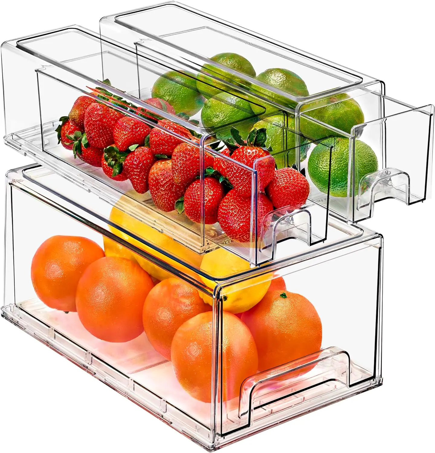 Sorbus Fridge Drawers - 3 Pack and 6 Pack of Stackable Drawer Bins with Clear Design - Ideal for Cheese and Room Organization