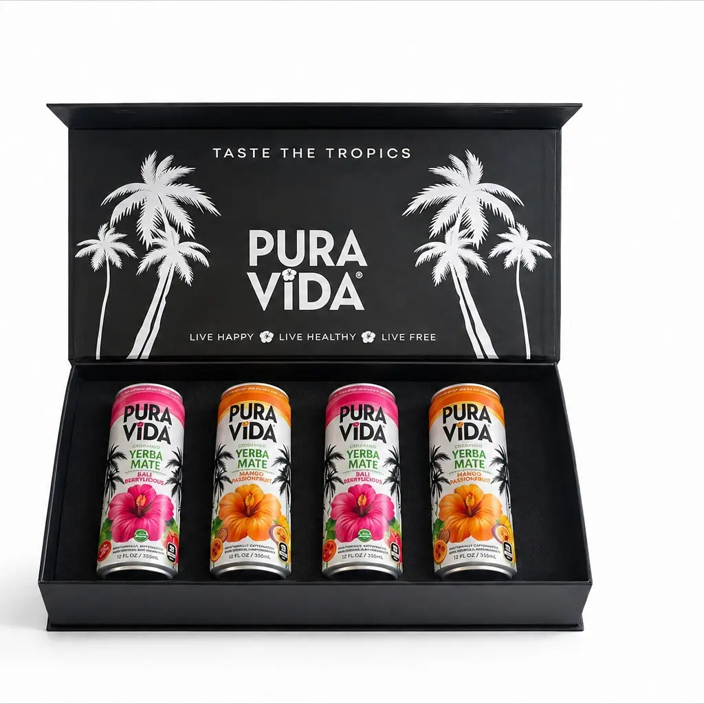 Pura Vida The Summer Sampler Box Set – Yerba Mate Variety Pack of Natural Caffeine Energy Drinks - Mixed Flavor Refreshing Beverages - Ideal for Game Day, Pre Workout & Daily Use