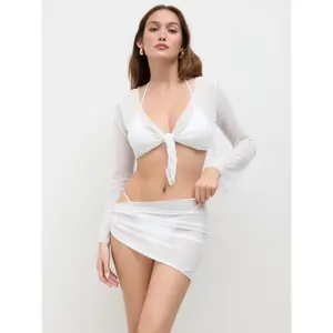 Cider Halter Neckline Triangle Bikinis Bikini Set With Mesh Cover Up Set SwimWeek