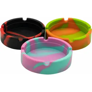 Silicone ashtray 3pcs unbreakable outdoor cool ash tray sets for weedwithstand high temperature cigar ashtrays for outsiderubber cute home ashtrays for cigarettes