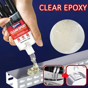 Doeyvose CLEAR EPOXY - Fast-Setting for Tool Heads, Shower Rod Repairs & Plastic Container Fixes, Strong Adhesion