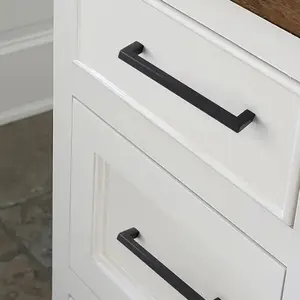 6pcs Modern Metal Drawer Handles, & Silver Color, L-Shaped Design, Aluminum, Ideal for Cabinets & Dressers, Durable Furniture Upgrades, Black