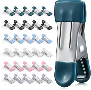 Clothes Pins Heavy Duty Out door 30 Pack,Chip Clips 2.17 Inch , Bag clips, Clothespins,Chip Clips Bag Clips Food Clips for Laundry, Bag Clips for Food Clips for Hanging Stainless Steel(Colored)