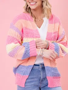Spring Stripe Sweater Cardigan by DD Design | S-3XL