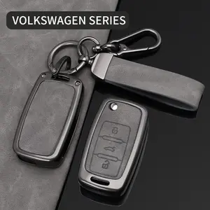 Metal Car Key Fob Cover with Keychain Car Key Accessory For VW Volkswagen Polo Golf Passat Tiguan Beetle Caddy T5 Up Eos Skoda Octavia Seat Leon Altea