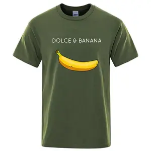 Summer Men's T-shirt High Quality 100%Cotton Funny Banana Printing Loose O-neck Men Short Sleeve Casual For Male T-shirt Top Tee