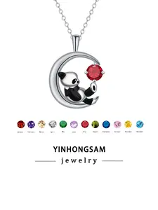 Twelve Zodiac Stone Necklace, Women's Panda Pendant Necklace, Hypoallergenic Jewelry, Gift Box Included, Perfect for Holidays and Birthdays