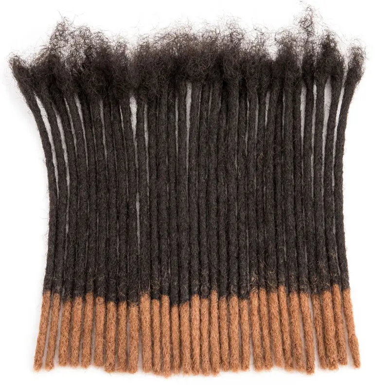 DAIXI T1B/30 8-inch Medium Auburn Brown Tips Dreadlock Extensions Handmade Human Hair Locs For Men and Women 0.4cm 0.6cm 0.8cm Lock Extensions