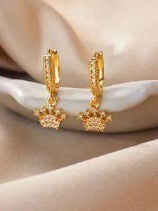 1 Pair Pave Zirconia Crown Earrings for Women 18K Gold Plated Dangle Drop Earrings Fashion Jewelry,Perfect Gifts for Birthday,Party,Wedding,Anniversary,Mother's Day,Vacation,Daily