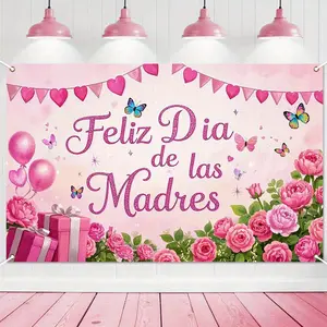 Tapestry 1Pc 1Pc Feliz Dia De Las Madres Banner Suitable For Mother'S Day Celebration - With Balloons/Heart// Decorations, Fabric Wall Hanging For Door, No-Electricity Party Decor, Gift Box, Wedding, Artwork