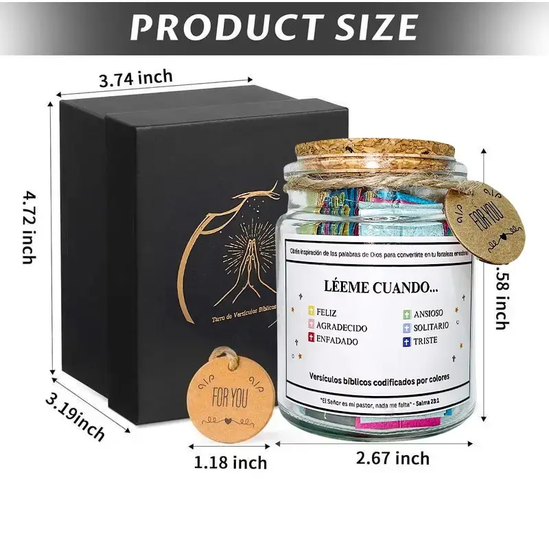 Spanish Bible Verse Jar,Scripture Prayer Cards Holy Read Me When Bible Verses Jar,Church Graduation Baptisms Confirmation Christian Gifts for Women Men Teen,Inspirational Birthday Gifts for Women Mom Friends