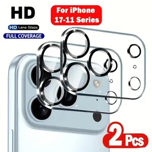 2pcs Camera Lens Protector Accessories For iPhone 17 Air/17 Pro Max/17 Pro/17/16E/16/15/14/13/12/11/Pro/Pro Max/Plus/Mini,3D Full Coverage,9H Hardness,Scratch & Impact Resistant,Precise Fit Lens Protection,Easy to Install