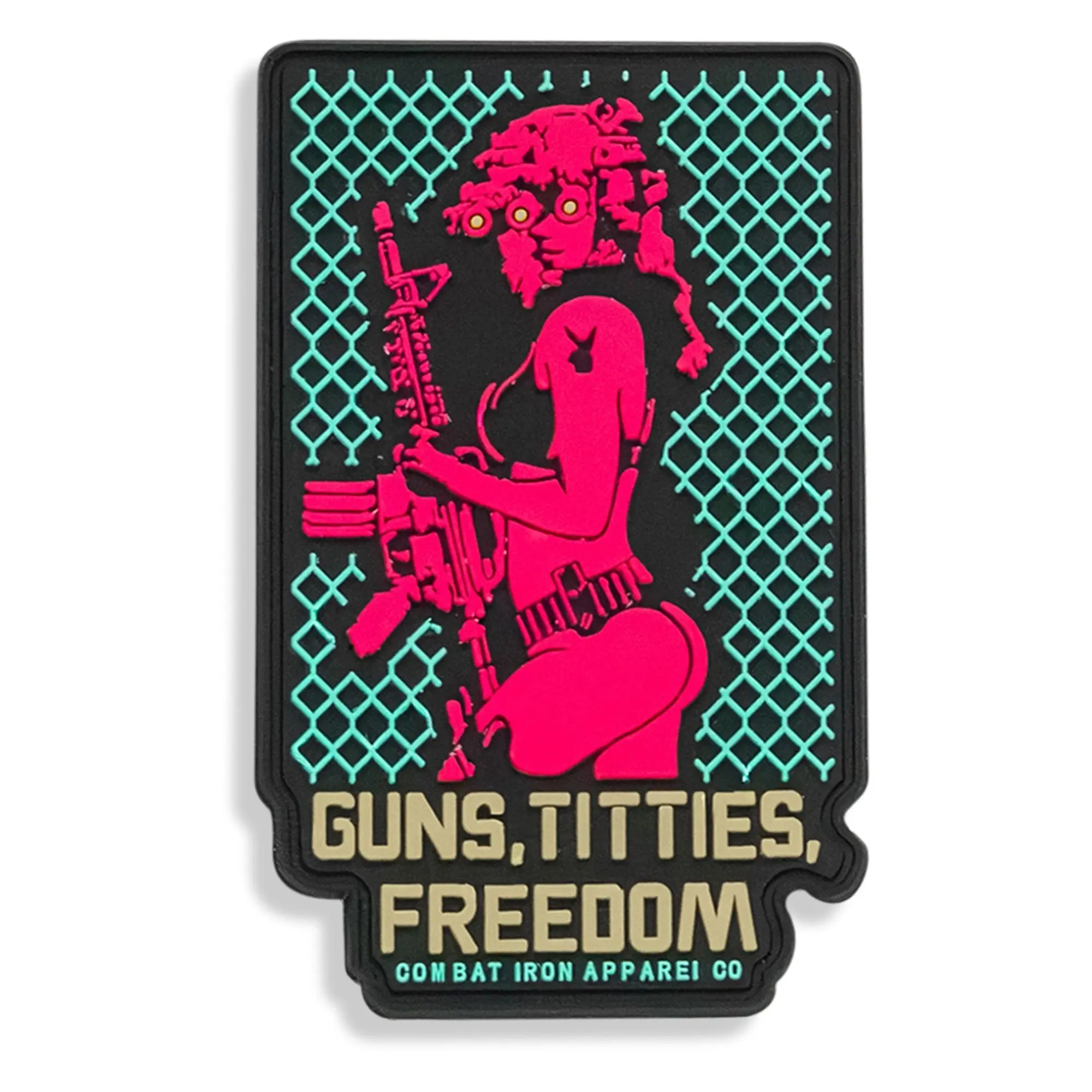 Retro PVC Patch - 3x3.5" (3" Wide, 3.5" Tall) Pre-Cut Bold Freedom Motif Guns Graphic, Disabled Veteran Pride Accessory for Automotive & Motorcycle Car Interior Decoration (Made for All Disabled Veterans)