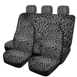 Leopard Print Car Interior Set, 5 Seat Full Coverage, Universal All-Season Fabric, Car Seat Covers, Headrests, Car Seat Protectors, Protection Kit