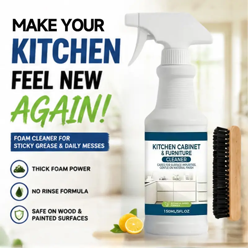 (2Pcs, 10 oz)Viral Kitchen Foam Cleaner Spray, Thick Active Foam Degreaser for Sticky Grease, Oil & Grime, Safe for Wood and Painted Cabinets, No Rinse Spray & Wipe Cleaner for Kitchen, Furniture and Home Surfaces