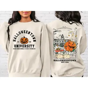 Vintage Halloween Town EST 1998 Round Neck Sweatshirt Hoodie Halloween Shirt, Halloween GiftRAIMENTRY