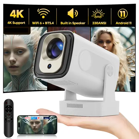 HY260 Pro Auto Focus Projector - 1080P Native, 4K Support, 330ANSI Brightness, Dual WiFi6, BT5.4, Auto Keystoning, Android 11, Allwinner H713, Built-in Audio Speakers, Lightweight, Voice Control, for Bedroom Home Cinema Outdoor Movie Nights#TechVibes