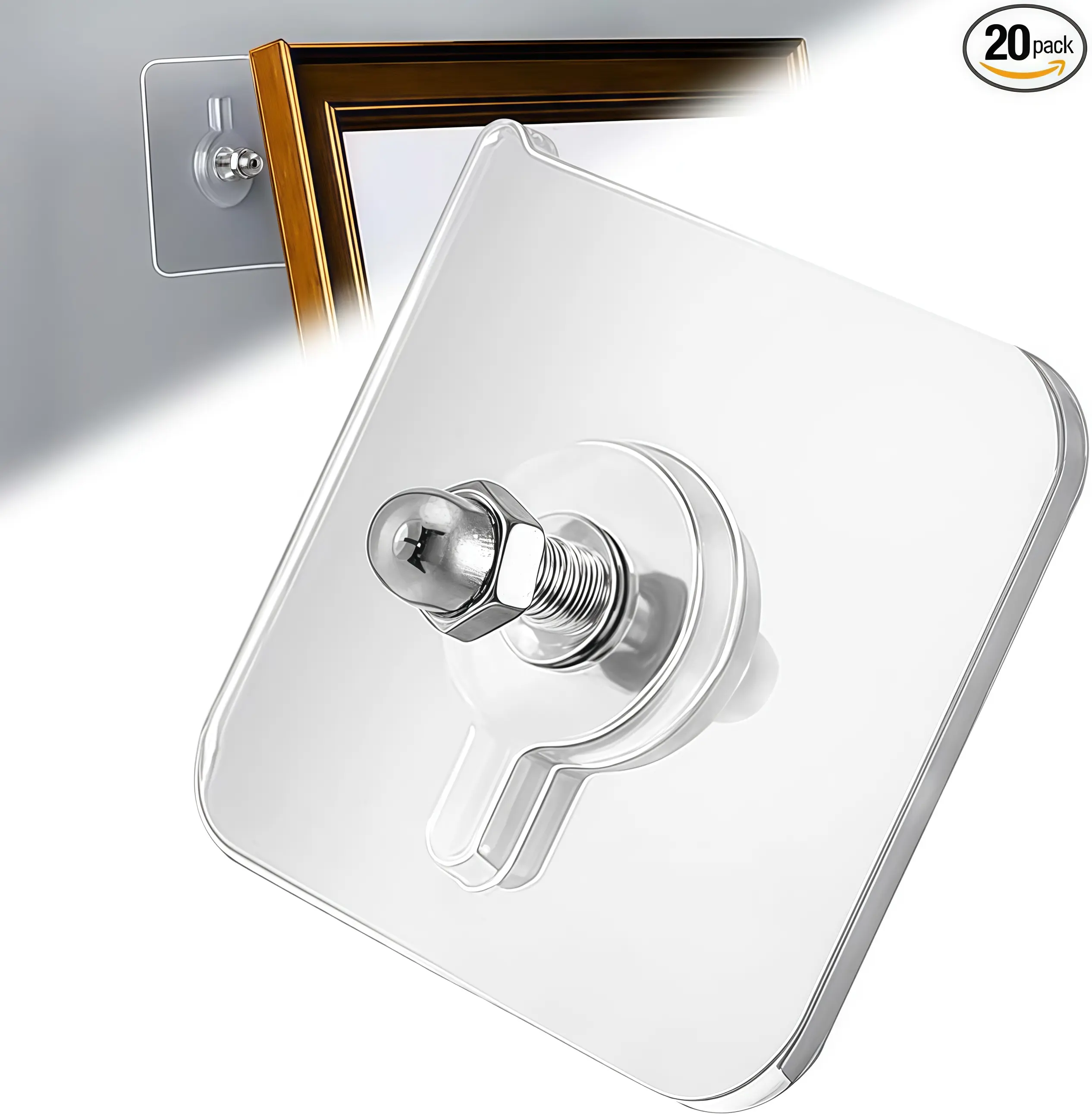 20pcs non drilling adhesive hooks, non drilling screw hooks, strong adhesion, suitable for all types and positions of non drilling adhesive wall hooks, non nail hanging picture frames, wall non nail stickers, non drilling adhesive hooks