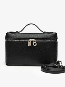 Women's Solid Color Zipper Crossbody Bag, Fashionable Pu Leather Handbag for Daily Used, Casual Trendy Versatile High-quality Daily Commuting Bag, Commuter Crossbody Bag