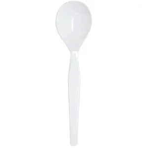 [1,000 ct] PS Plastic Medium-Heavy Weight Soup Spoons Bulk Box, White