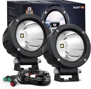Nilight Led Light Pods 2PCS 3" Spot Round Led Offroad Fog Light 1065LM Built-in EMC Driving Lights Auxiliary Light w/18AWG DT Wiring Harness  Car Accessories Vehicle Automotive  dealsforyoudays