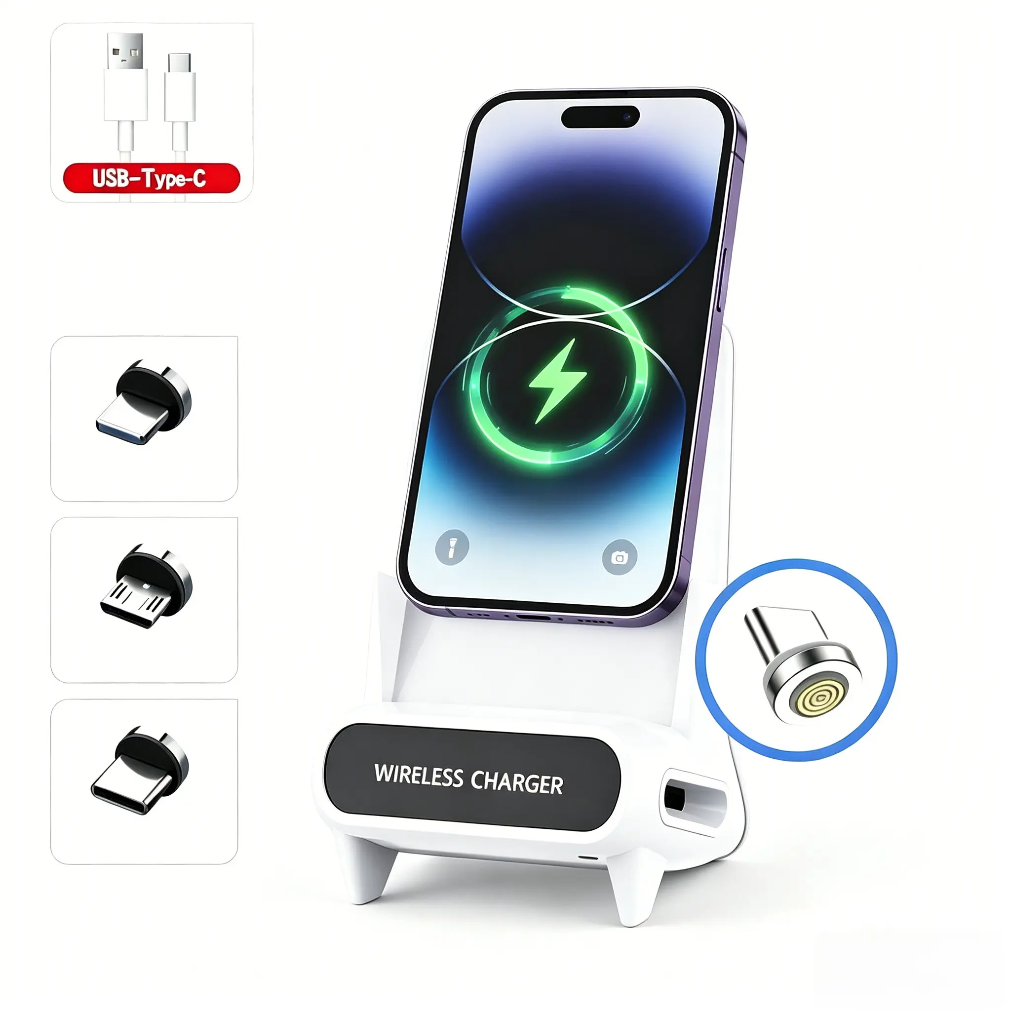 Mini Chair Wireless Charger, for iPhone16 with 15w Fast Charging and Magnetic Heads, Universal Compatibility for Office and Home Use, Pink Mini Chair Wireless Charger | Cute Decor