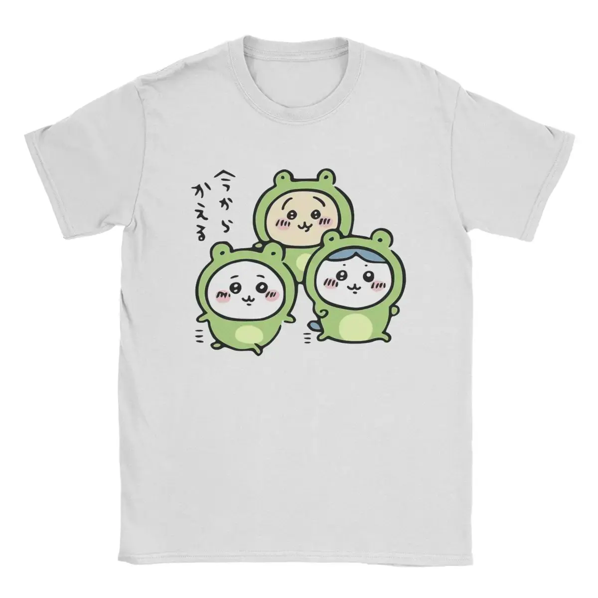 Men's Chiikawa And Friends Frogs Hachiware Usagi Graphic T-Shirt - 100% Cotton Menswear, Shortsleeve Round Neck Streetwear Top, Summer Casual Sports & Outdoor Tee, Tshirt