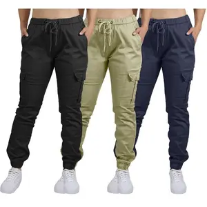 Women's 3-Pack Cotton Flex Stretch Quick Dry Cargo Pants - Tactical Workout Joggers for Hiking, Combat (Sizes S-2XL, All Seasons), Tactical Joggers, Workout Jogger