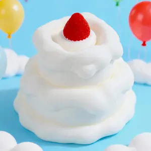 Pawtoto Double-Layer Strawberry Cream Cake Squishy Toy Handmade Food Grade Silicon Creamy Clay Feel Soft Quick Rebound