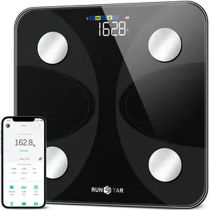 RunStar Smart 4E Body Scale with app, Scale for Body Weight and Fat Percentage, Digital Accurate Bathroom Smart Scale with Large Display, 13 Body Composition Analyzer Sync with App