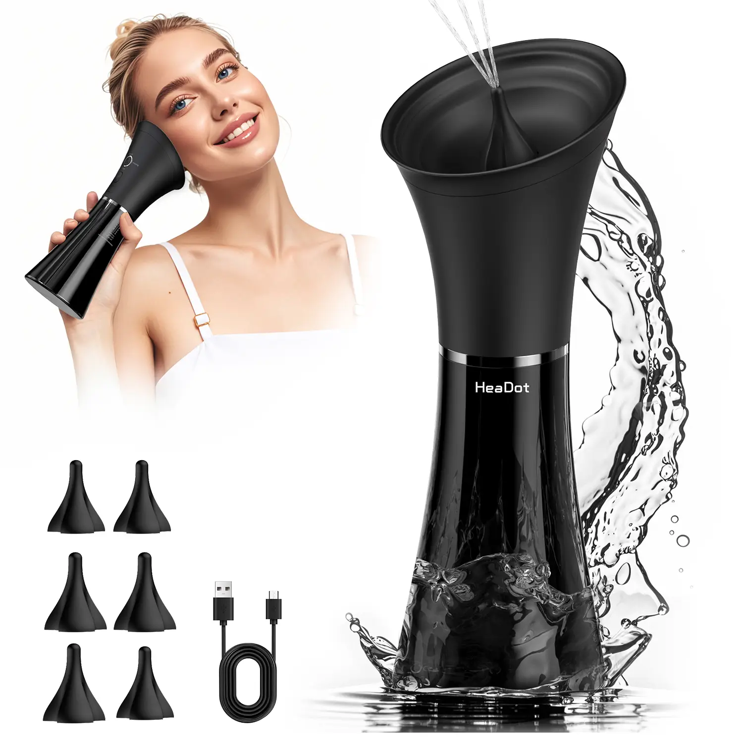 HeaDot Electric Ear Wax Removal Tool,Rechargeable Ear Cleaner, Water Temp Detection,IPX7 Waterproof,Effective Flushing System,Viral Ear Cleaner Gift