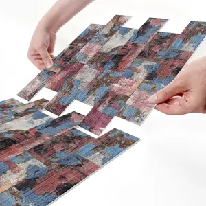 10/20PCS AST-L Herringbone Artistic Oil Painting Wood Grain Peel and Stick Tile Stickers, Thick PE Frosted Waterproof Self-Adhesive Wall & Floor Decor