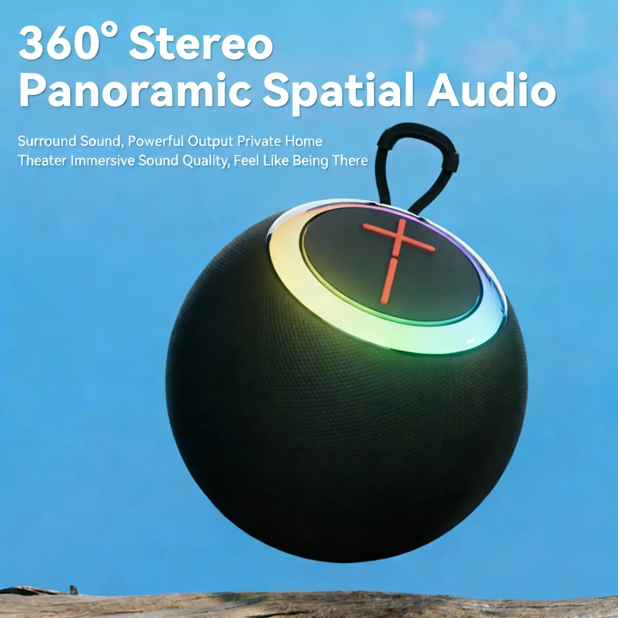 CLAISON 360° Surround Sound Bluetooth Speaker with RGB Party Lights IPX Waterproof TWS Pairing Long Batter0y Life for Immersive Audio Suitable for home video, gatherings, games, and outdoor carrying