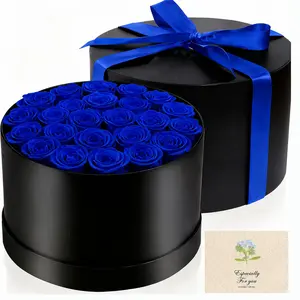 24 Blue Artificial Rose Gift Set, Soap Flower Box Kit, Decorative Fake Flower, Artificial Flower Arrangements, Non-Washable, Ideal for Mother's Day, Valentine's Day, Birthday, Party Gifts, Includes Card
