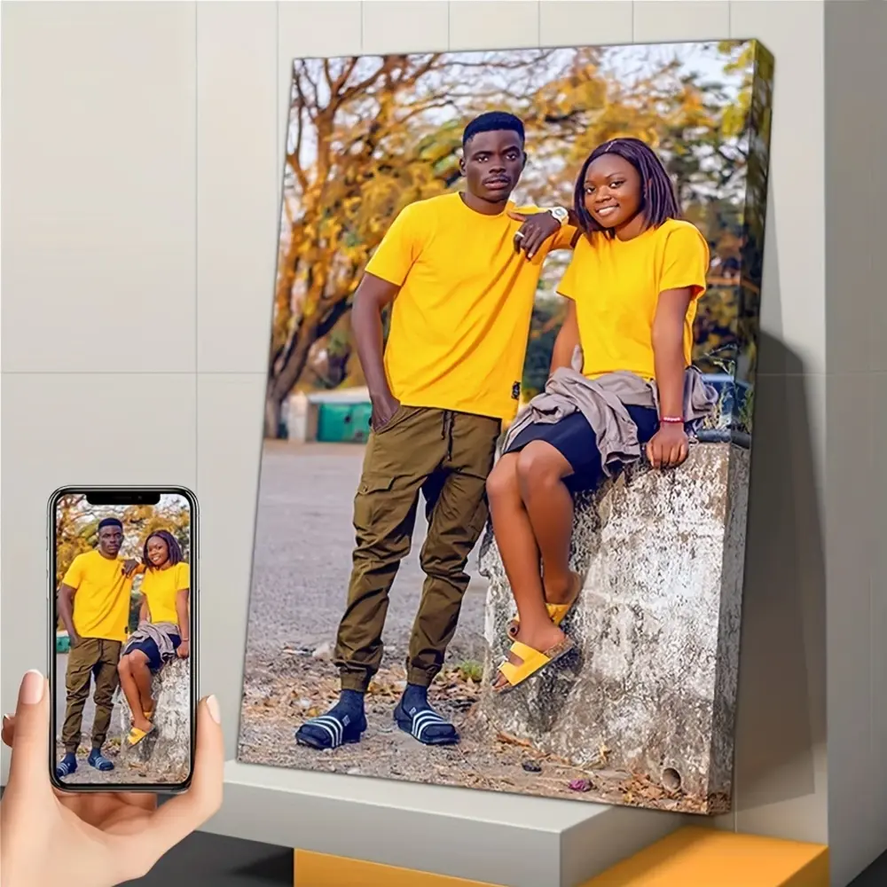 1pc Custom Photo Canvas Print - Personalized Rectangular Vertical Portrait, Modern Home Decor Wall Art for Living Room - Post Ideas Included, Easy Upload, Quick Delivery, Ideal Wedding/Housewarming Gift